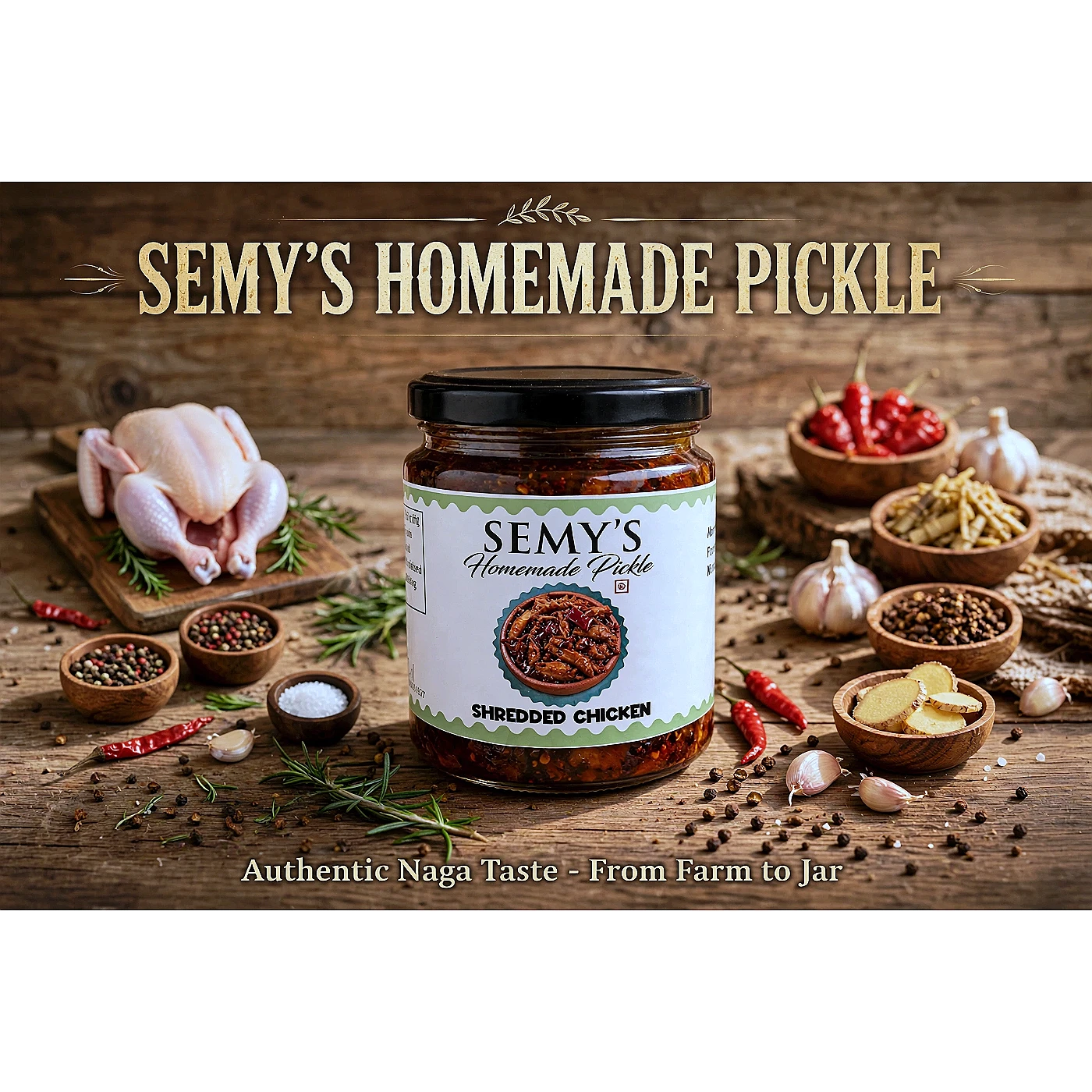 Semy's Homemade Shredded Chicken Pickle — from Nagaland, North East India