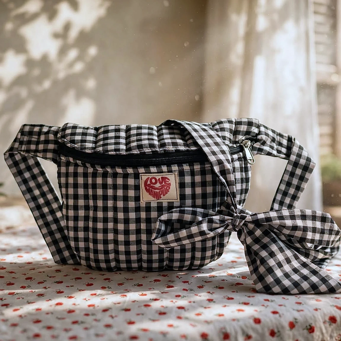 Black Shoulder Bag with Self tie — from Manipur, North East India