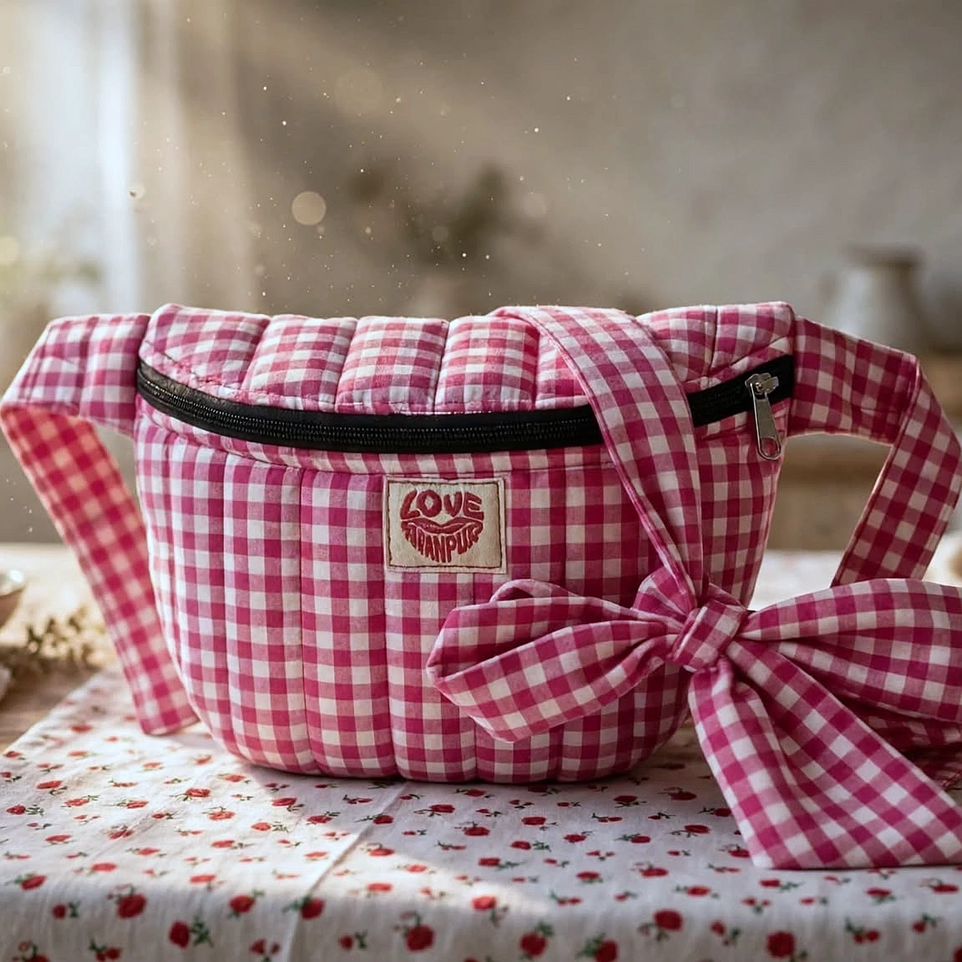 Pink Shoulder Bag With Self Tie — from Manipur, North East India