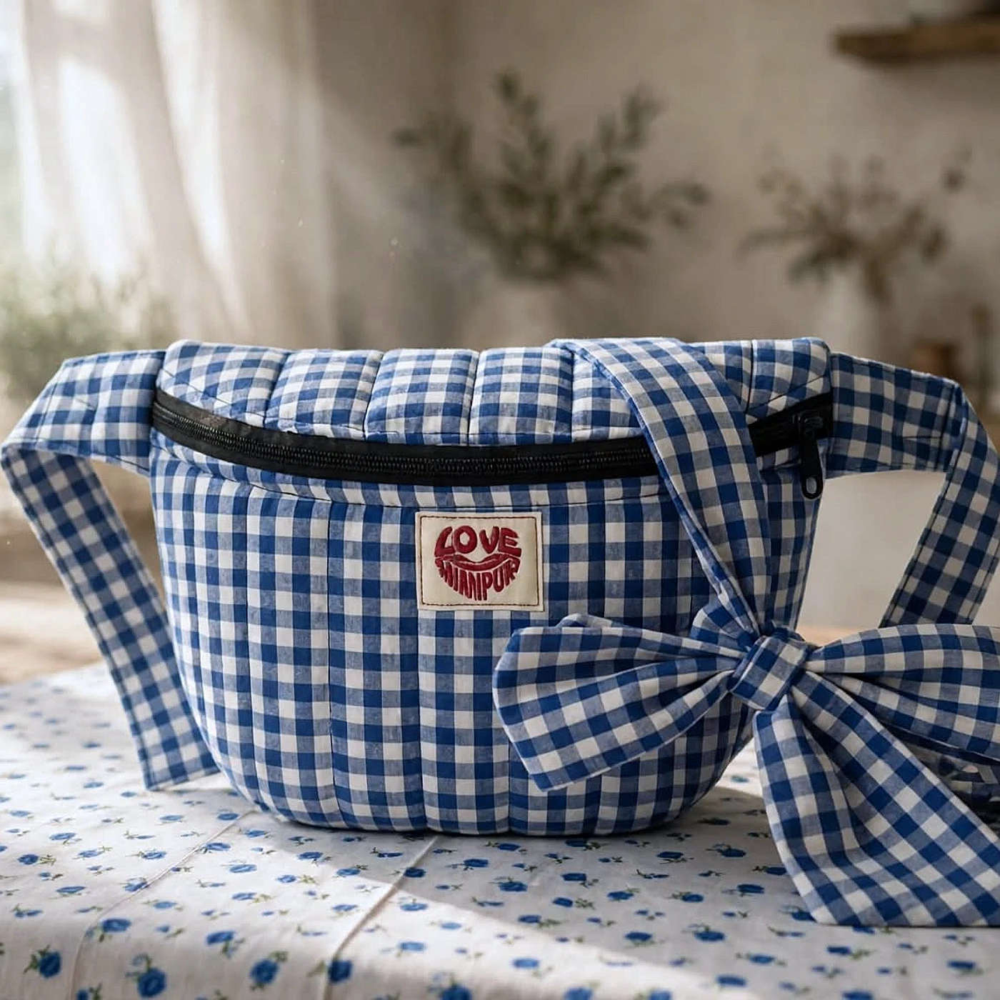 Blue Shoulder Bag With Self Tie — from Manipur, North East India