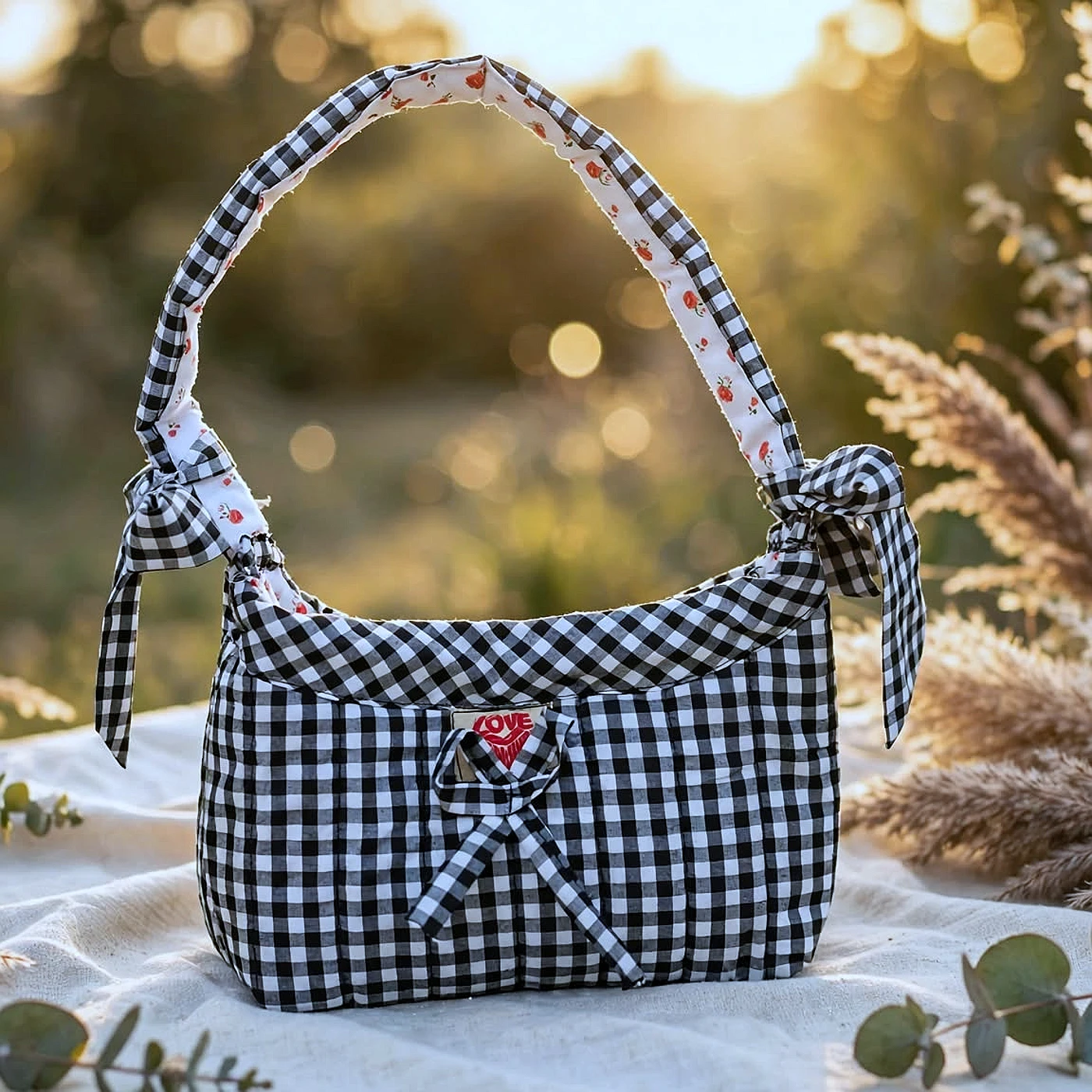 Black Check SHOULDER BAG — from Manipur, North East India