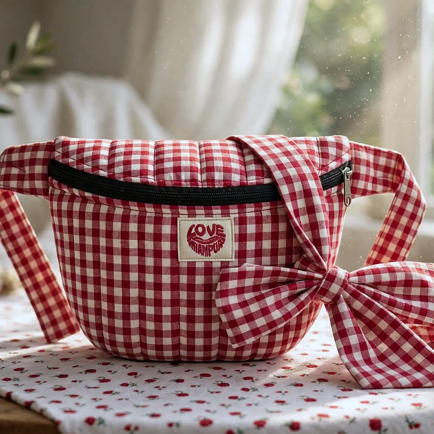 Red Shoulder Bag With Self Tie — from Manipur, North East India
