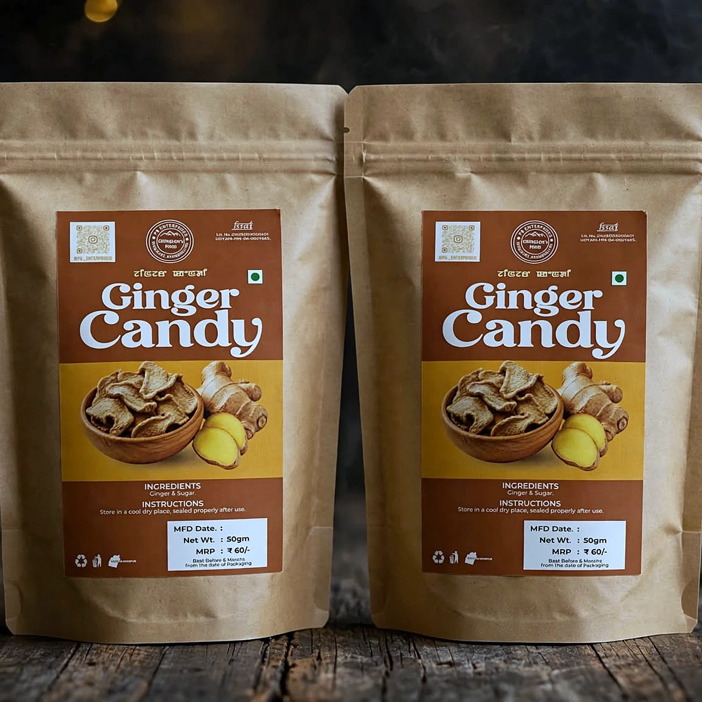 Ginger Candy (50gm Pack of 2) — from Manipur, North East India