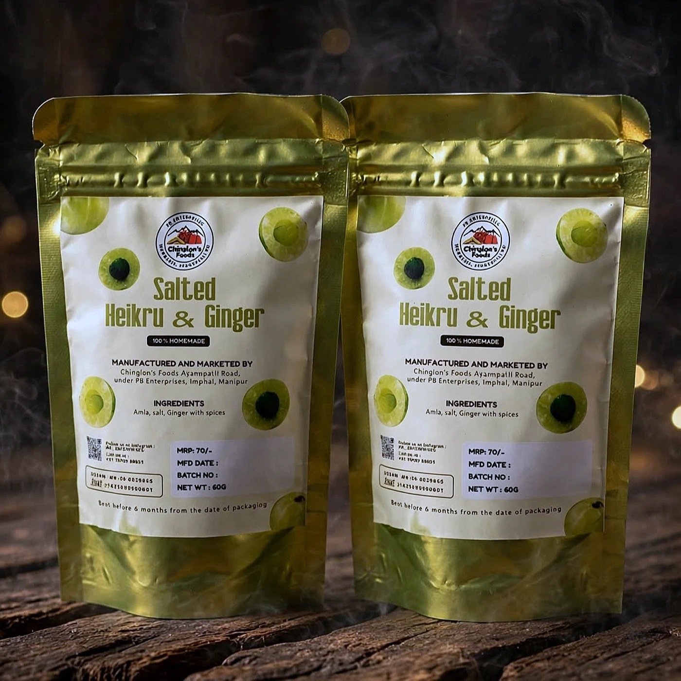 Salted Heikru/Amla & Ginger (80gm Pack Of 2) — from Manipur, North East India