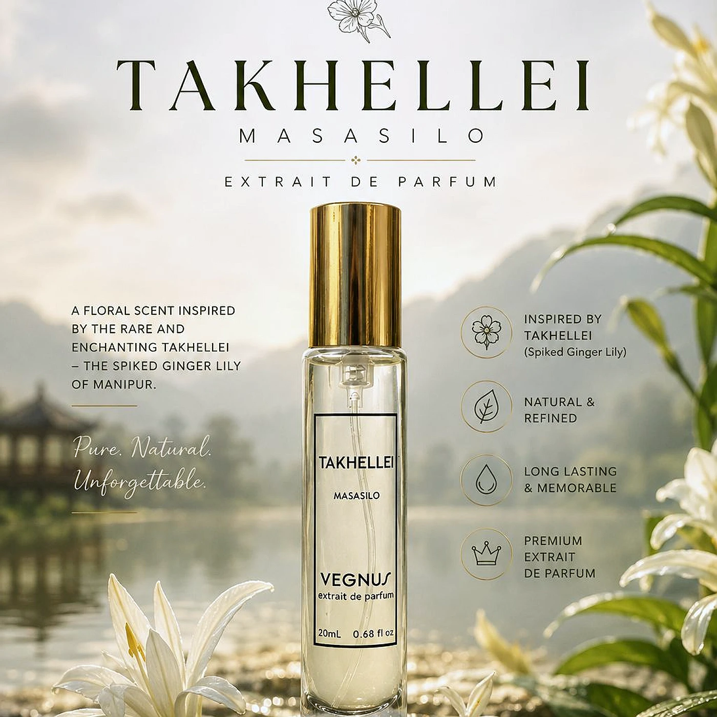 Vegnus Perfume Takhellei (Ginger Lily) 20ml — from Manipur, North East India