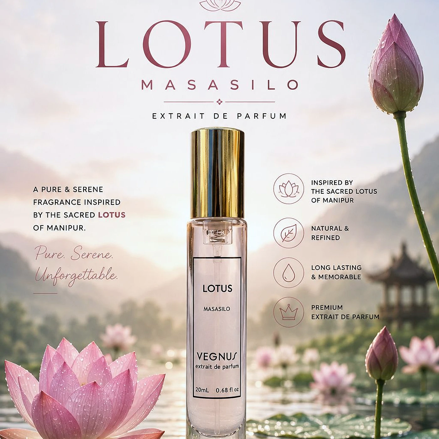 Vegnus Perfume Thambal (Lotus) 20ml — from Manipur, North East India