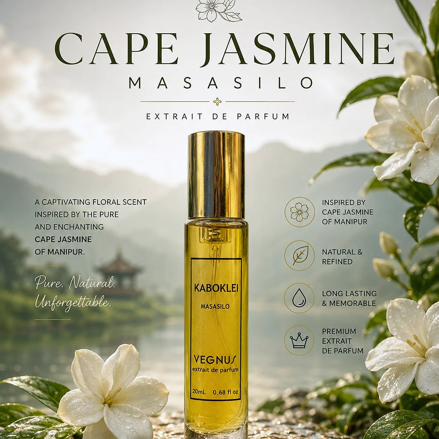 Vegnus Perfume Kaboklei (Jasmine) 20ml — from Manipur, North East India