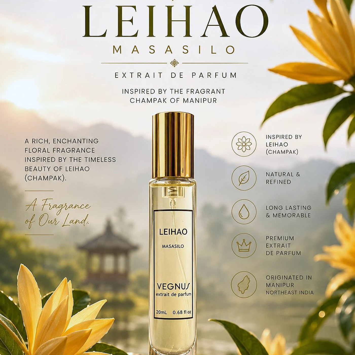 Vegnus Perfume Leihao (Champak) 20ml — from Manipur, North East India