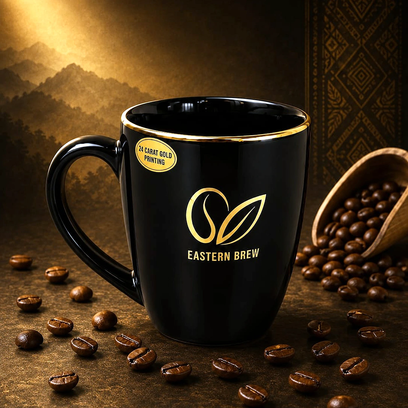 Eastern Brew Signature Ceramic Mug (24 carat gold plated) — handmade in North East India