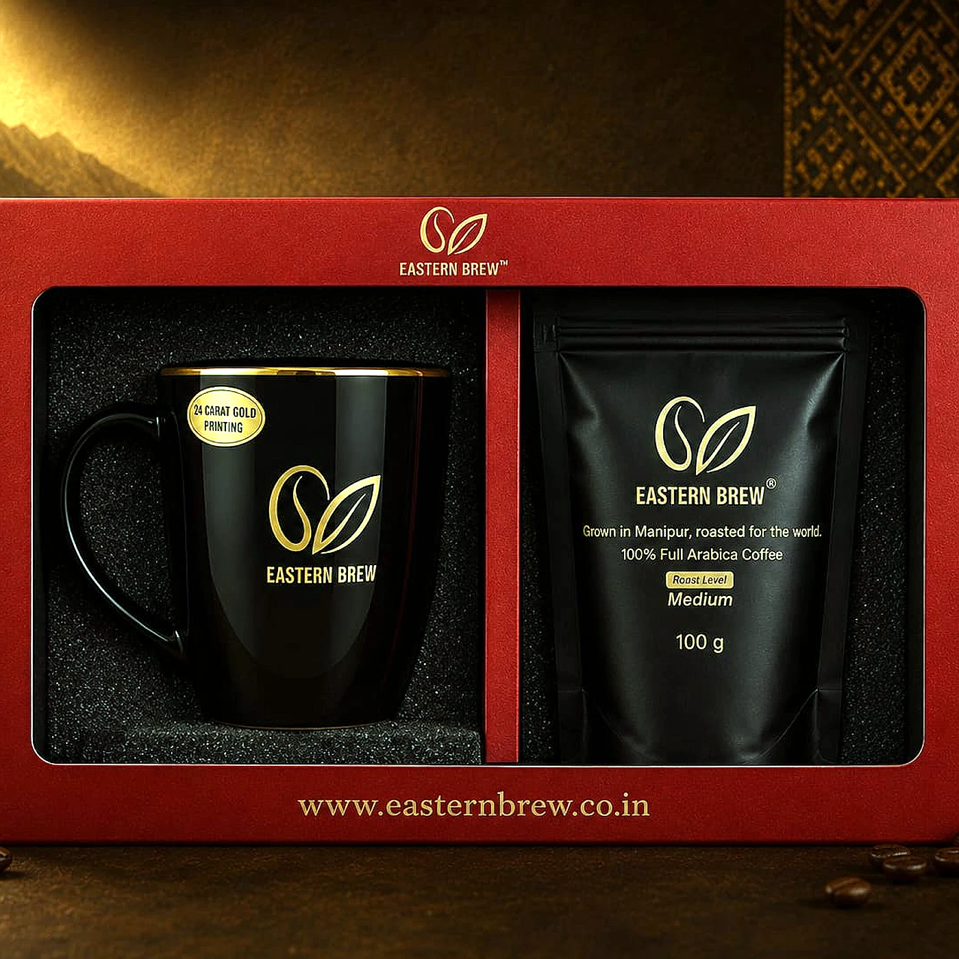 Eastern Brew Golden Heritage Gift Box — handmade in North East India